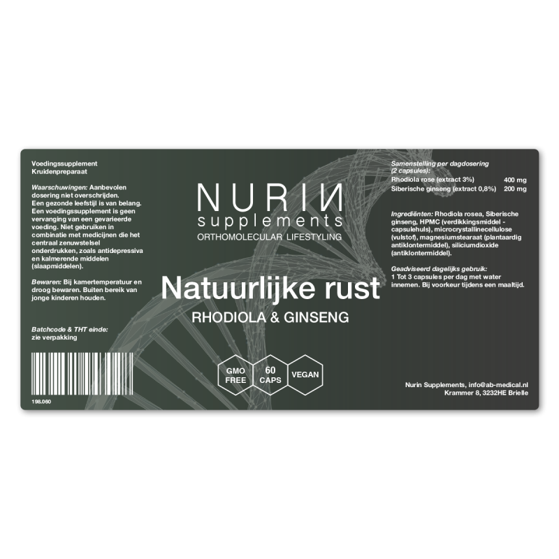 Natuurlijke rust: Rhodiola & Ginseng Inhoud 60 Vcaps - Afbeelding 2