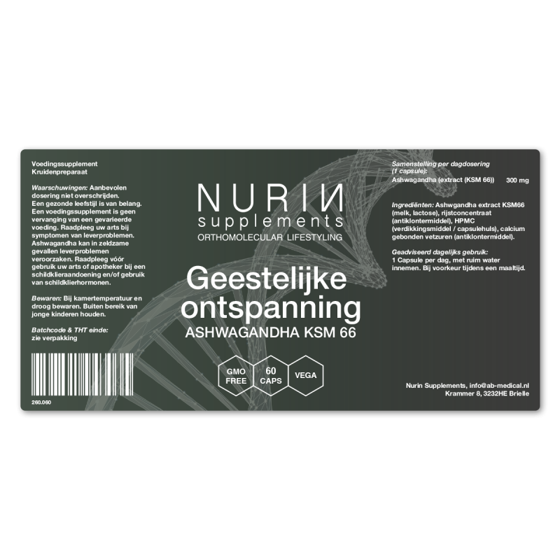 Geestelijke ontspanning/ Ashwagandha KSM66 extract Inhoud 60 Vcaps - Afbeelding 2