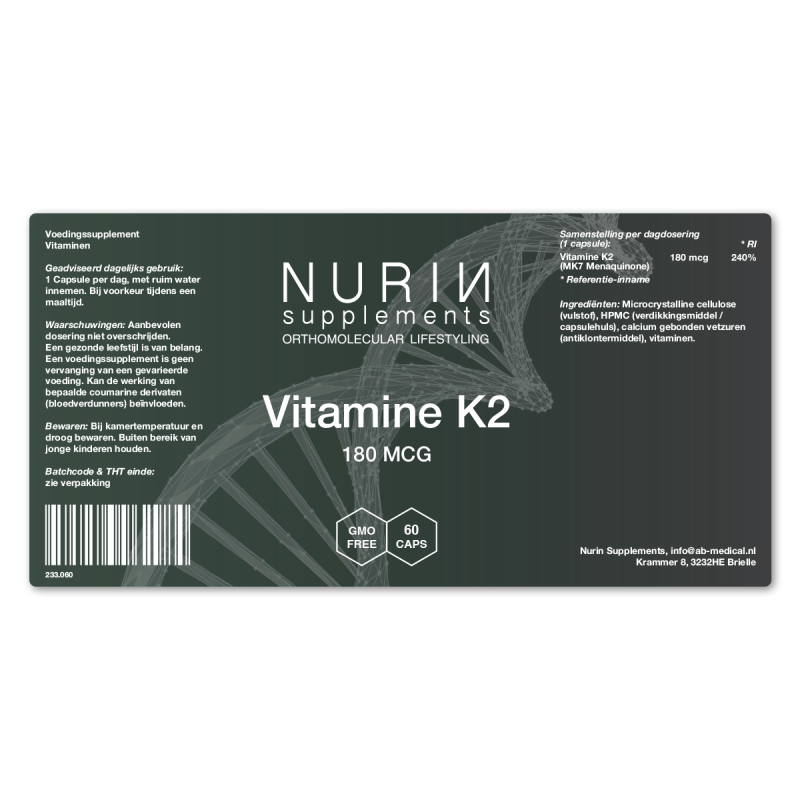 Vitamine K2 180mcg 60 caps - Afbeelding 2