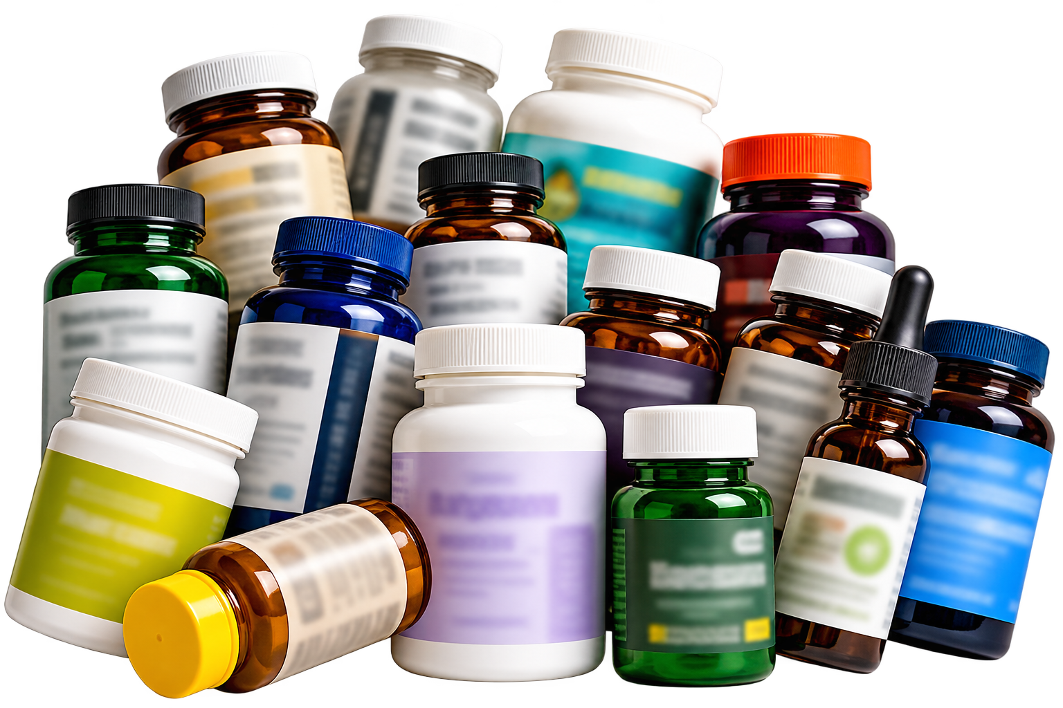 Verschillende supplementpotjes